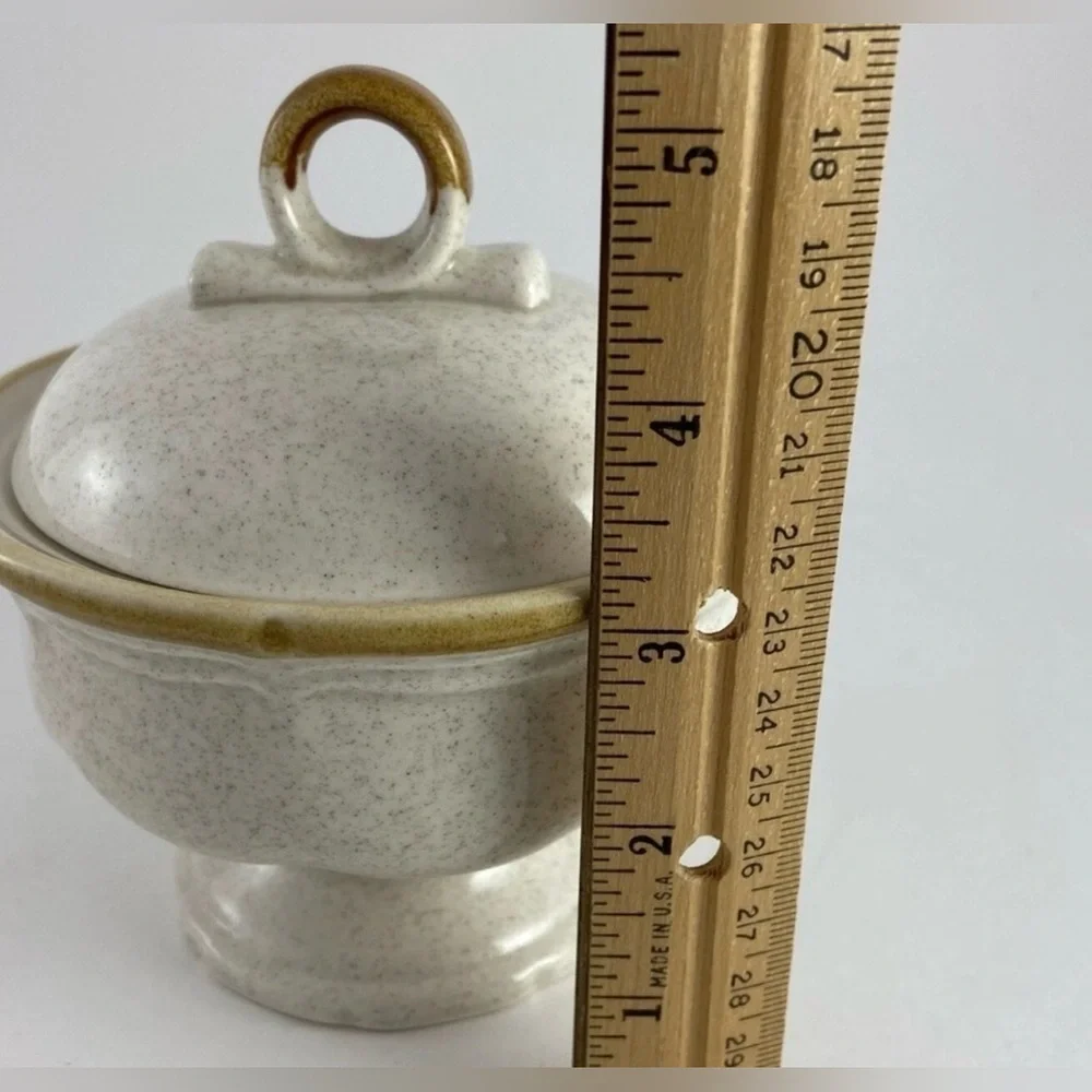 Mikasa Garden Club Sugar Bowl with Lid EC 400 Speckled Stoneware Vintage Kitchen
